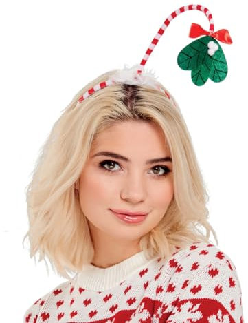 Smiffys Stirnband Küsse unterm Mistelzweig, Rot und Weiß Halloween