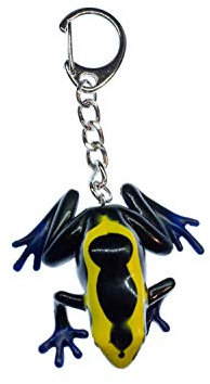 Miniblings Färberfrosch Schlüsselanhänger Frosch Schwarz Gelb Pfeilgiftfrosch Dendrobates tinctorius Dendrobaten - Handmade Modeschmuck I I Anhänger Schlüsselring Schlüsselband Keyring