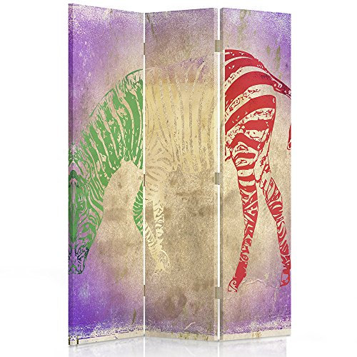 Feeby Frames. Raumteiler, Ggedruckten auf Canvas, Leinwand Wandschirme, dekorative Trennwand, Paravent einseitig, 3 teilig (110x180 cm), Zebras, Flagge, Italien, MODERN