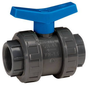 Sferaco - Vannes PVC pression pour piscines - Vanne à sphère PVC-U PN16 raccord Ø11/4 (33x42) - passage Ø32 - à visser - Manette bleue