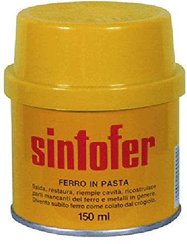Mastic pour carrosserie bi-composant époxy 'SintoFer'. Utilisation universelle, pour chaque type de métal, y compris le zinc. Coloris : gris.