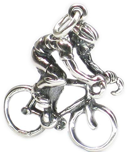 Bike Cyclist Sterling Silber Charm .925 x 1 Biking Cycling Charms