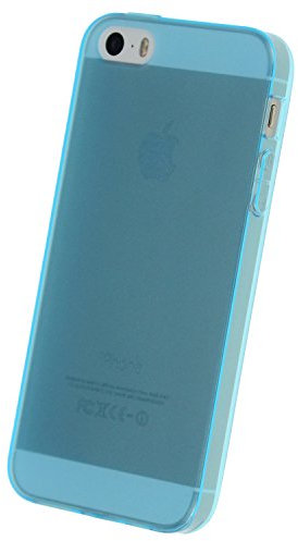doupi PerfectFit Schutzhülle für iPhone 5 5S SE, Staubschutz eingebaut mit Staubstöpseln Matt Clear Design TPU Schutz Hülle Silikon Schale Bumper Case Schutzhülle Cover, blau