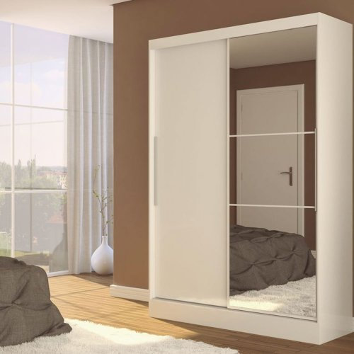 Birlea Lynx 2 Door Sliding Wardrobe Mirror in White