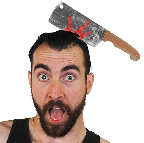 I LOVE FANCY DRESS Cleaver Through Head Headband Funny Halloween Prop - Perfect Halloween Accessory