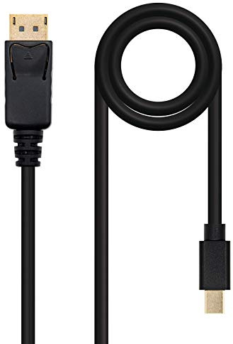 Nanocable 10.15.2402 - Mini-DisplayPort-zu-DisplayPort-Kabel, mDP/M-DP/M, männlich-männlich, 20-polig, schwarz, 2.0 mts