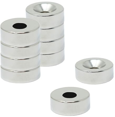 N42 Neodymium Countersunk Magnet for Arts, Crafts, Model Making, DIY, Hobbies, Office and Home - 12mm dia x 4mm thick x 4.2mm c/sink - 2.5kg Pull - South - Pack of 10