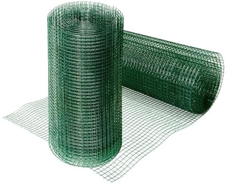 casa pura Grillage Métallique revêtu de vert – Treillis Robuste pour Volières, Vignobles et Clôtures – Maillage Carré 12,7 mm, Fil 1 mm, Anti-Rouille (H100 cm x L10 m)