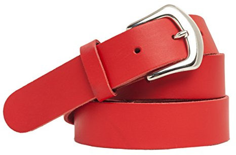 shenky Ledergürtel glatt | 3cm Breite | Gürtel mit Gürtelschnalle | Echtleder | Damen | Schnalle | Echt Leder | Damengürtel | Echtledergürtel | Bundweite 110cm | Rot