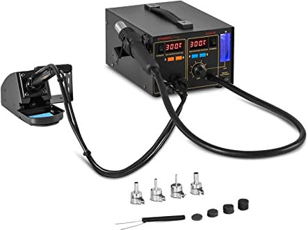Stamos Soldering Lötstation S-LS-16 Basic Lötstation 75 W Lötkolben 550 W Heißluftkolben 480 °C Temperatur Lötrauchabsaugung Abgsaugsystem Set Entlöten