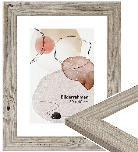 WANDStyle Bilderrahmen Eiche 13x18 cm aus Holz im Landhaus-Stil mit Aufsteller und Aufhänger, Fotorahmen Made in Germany - H770