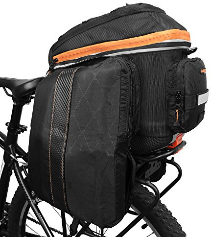 Ibera 2-in-1 Fahrradtasche für Gepäckträger, Fahhradtasche für Pendler mit erweiterbaren Packtaschen, kann schnell angebracht und entfernt Werden und verfügt über einen abnehmbaren Schultergurt