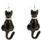 Damen-Ohrringe Ohrhänger Katze Schwarz Emaille Strass Versilbert