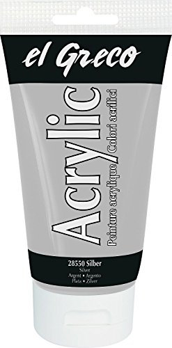 KREUL 28550 - El Greco Acrylic, 150 ml Tube in silber, hochpigmentierte, glänzende Acrylfarbe in Studienqualität, buttrig vermalbar, für pastose Malerei