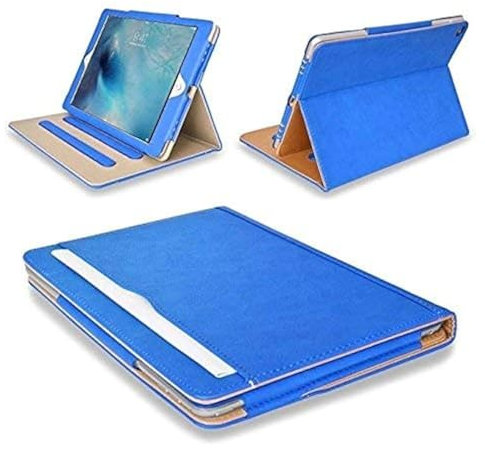 MOFREDA® Blue & Tan Apple iPad Air (Launched November 2013) Leather Case-MOFREDA®- Executive Multi Function Leather Standby Case for Apple New iPad Air with Built-in magnet for Sleep & Awake Feature -- Independently Voted by The Daily Telegraph as #1 iPad Air Case!, [Importado de Reino Unido]