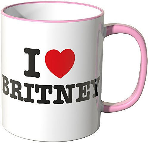 WANDKINGS® Tasse, Spruch: I Love Britney - ROSA