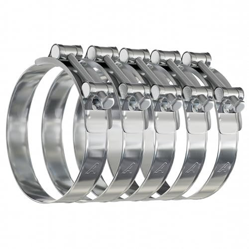 5 Pack - 51mm > 55mm T Bolt Hose Clamps Zinc Turbo Pipe Clips