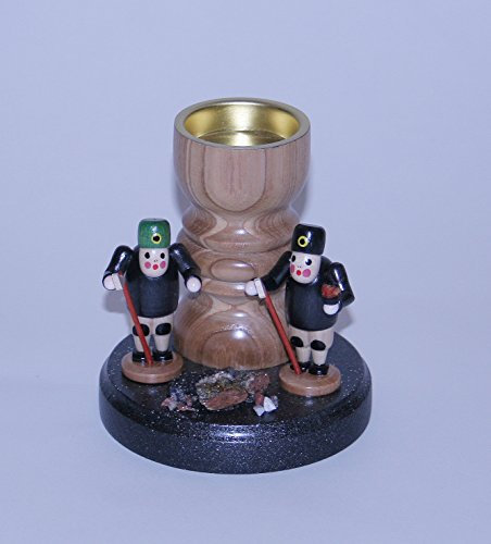 Rudolphs Schatzkiste Teelichthalter Bergmänner mit Erz bunt Höhe= 11cm NEU Weihnachten Kerzenschmuck Tischschmuck Holzschmuck Holz Seiffen Erzgebirge Dekoration