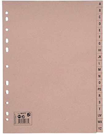5 Star 464475 Eco Manilla Index A-Z 20-Part 150gsm A4 Recycled Manilla - Lavendar
