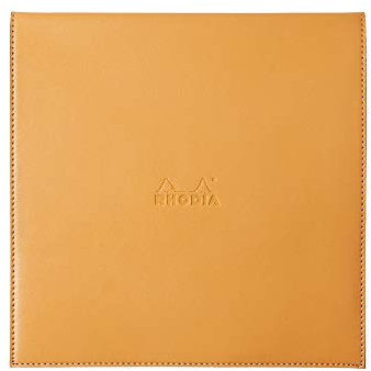 Rhodia 118318C quadratisch Notizblock (mit Schutzhülle ePURE aus Kunstleder, 22 cm x 22 cm, Premium Velinpapier 80g, elfenbein, kariert, 80 Blatt) 1 Set, orange