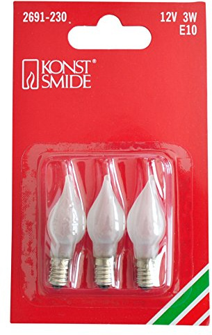 Konstsmide Ersatzbirne, 3er-Blister, gefrostet, 12V, 3W, E10 Schraubgewinde - 2691-230