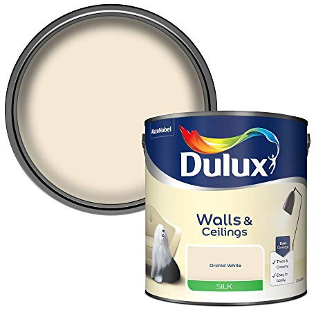 Dulux Silk Emulsion Paint For Walls And Ceilings - Orchid White 2.5 Litres