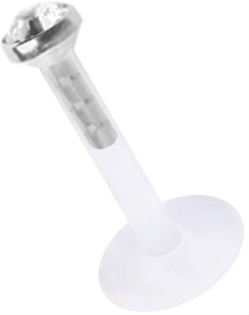 Modern Nature Piercing-Schmuck Lippenpiercing Teflon Labret Stecksystem Stahl 1,2 x 12 mm + Stein 2,0 mm in klar
