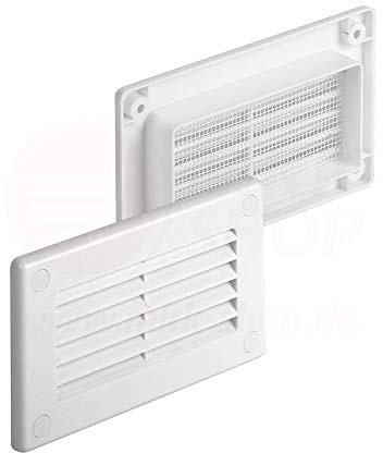 Lüftungsgitter Abschlussgitter Insektenschutz viereckig 55x110 mm weiß KP55