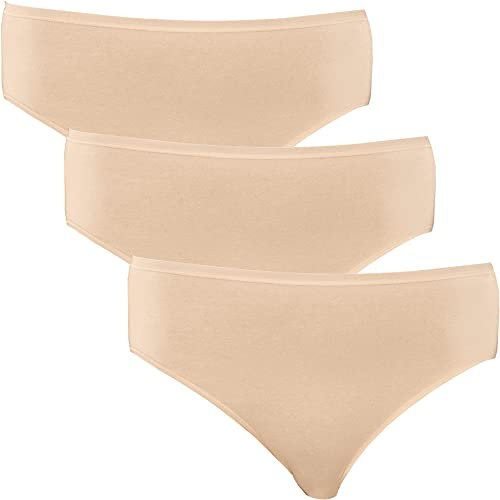 Schiesser Damen 3 Pack - Essentials Slip Baumwolle Stretch Unterwäsche, Haut_145425, 38 EU