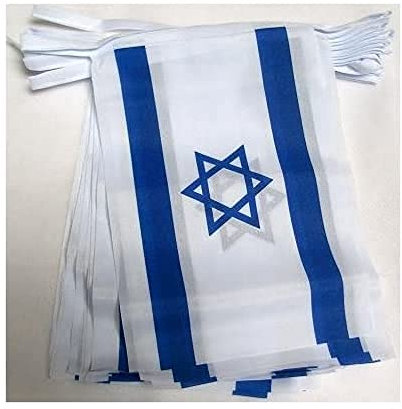 AZ FLAG Guirnalda 6 Metros, 20 Banderas de Israel 21x15 cm, Bandera Israelí 15 x 21 cm - Banderines