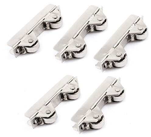 sourcing map 5 Stück Silber Ton Rad Schiebetür Kleiderschrank für Glas Fenster Tür Roller