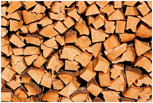 Wallario Poster - Holzstapel gehackt - Holzscheite für den Kamin in Premiumqualität, Größe: 61 x 91,5 cm (Maxiposter)