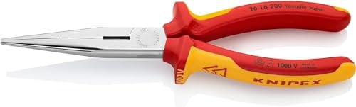 Knipex Pinza per Meccanica - con Becchi Mezzotondi con Tronchese (Pinza a Becchi di Cicogna) Cromata, Isolati, Collaudati Vde 200 Mm (Confezione Self-Service/Blister) 26 16 200 Sb