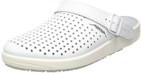 Abeba Clog 9300 - rubber Glattleder weiß, perforiert, zertifiziert, 44