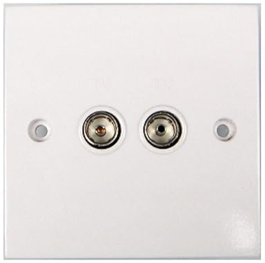 Standard White Flush Fitting 2 Gang Coax Aerial Socket