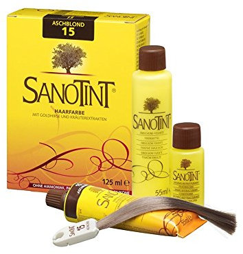 Sanotint - Haarfarbe Nr. 15 Aschblond - 1x 125 ml - Naturnahe Haarfarbe mit wertvollen pflanzlichen Wirkstoffen - Mit Goldhirse, Traubenblätterextrakt, Olivenextrakt und Birkenextrakt