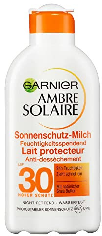 Garnier Ambre Solaire Sonnenschutz-Milch, LSF 30, feuchtigkeitsspendende Sonnencreme mit Shea Butter, (1 x 200 ml)