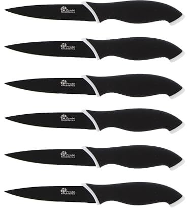 Pradel Excellence - Coffret 6 Couteaux à Steak de Table - Lames Acier Inoxydable 10 cm - Manches Ergonomiques Revêtement Soft-touch - Compatible Lave-Vaisselle - Coffret carton couleur aimanté