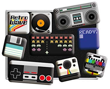 Nostalgic-Art Retro Kühlschrank-Magnete, 9 Stück, Retro Wave Media – Geschenk-Idee für Nostalgie-Fans, Magnetset für Magnettafel, Vintage Design