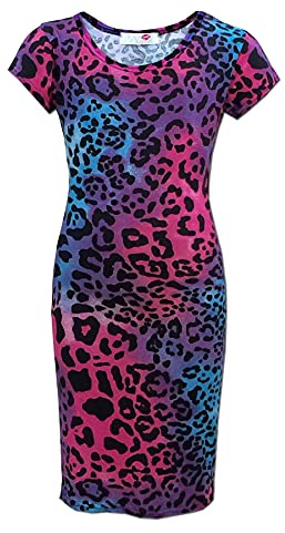Kids Girls Midi Dress Multi Leopard Print Party Fashion Leggings Age 7-13 Years