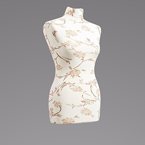LUCCESI | Schneiderpuppe-Zubehör | zum Probierpreis! | Size S - XL (Female ♀) | Ersatz-Torso M (36-38) | Wechselbezug Creme-Weiss/florales Muster (braun) | Damen Schaufensterpuppe ohne Standfuss