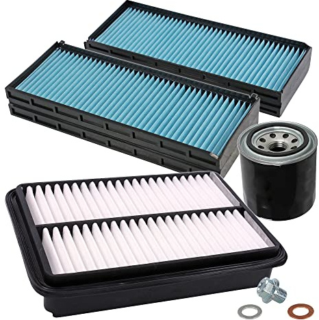 BESTPRICE Inspektionspaket Filterset mit 1x Ölfilter; 1x Luftfilter; 2x Innenraumfilter; 1x Ölablassschraube inkl. Dichtring, KOMPATIBEL MIT - HYUNDAI SANTA FÉ I (SM)