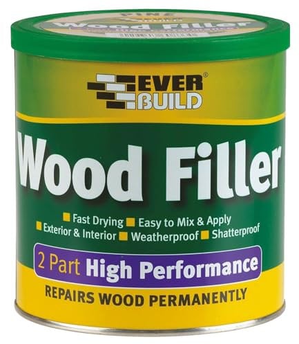 Everbuild 2-Part High Performance Wood Filler – Fast Drying – Weatherproof – Easy to Mix and Apply – Medium Stainable – 1.4kg