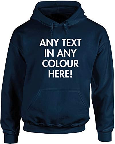 Hippowarehouse Personalised Unisex Hoodie Hooded top (Specific Size Guide in Description) Navy Blue