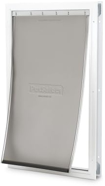 PetSafe Freedom Aluminum Pet Door for Dogs and Cats - Solid Durable Frame - Extra-Large, White, Tinted Flexible Vinyl Flap - Includes Closing Panel