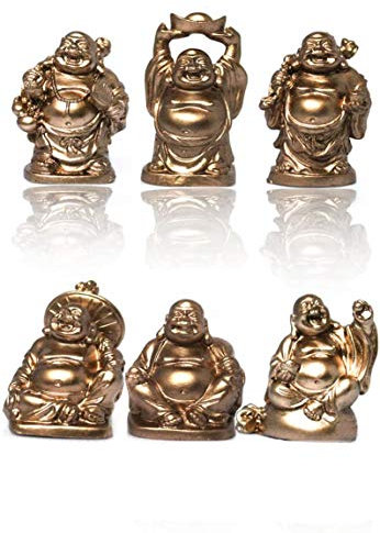 Happy Buddha Figuren Glücksbringer Fengshui 6 TLG.