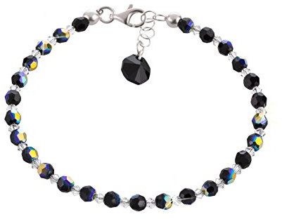 Schöner SD Feines Armband 4mm Kristallperlen Schwarz AB Effekt