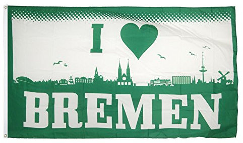 Flaggenfritze Fahne/Flagge I Love Bremen + gratis Sticker