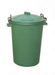 Chabrias Ltd Heavy Duty 85 Litre Green UK Made Plastic Bin Dustbin, Indoor or Outdoor with Locking Clip Lid for Home Garden Rubbish Waste Animal Feed