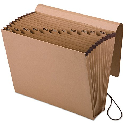 Pendaflex Expanding Kraft File with Flap, Jan.-Dec. Index, 12 x 10, 1 per Box (K-17M-OX),Brown